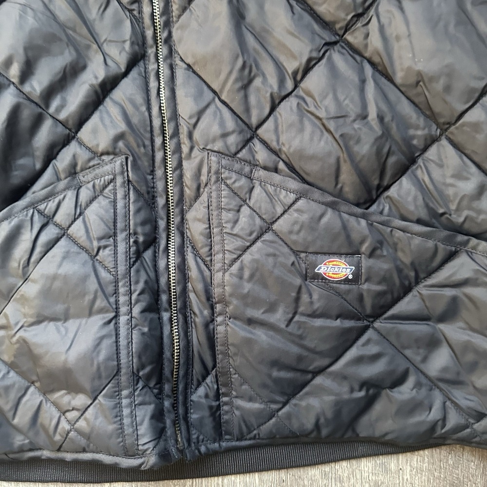 Dickies Men's Size Large L Diamond Quilted Nylon Vest Black Winter Y2K Workwear - Picture 2 of 7